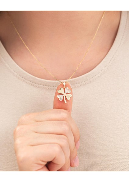 14 Ayar Altın Yonca Kolye modelleri