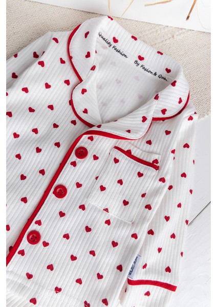 Minik Kap Desenli Düğmeli Paamuk Kız Bebek Pijama Takımı