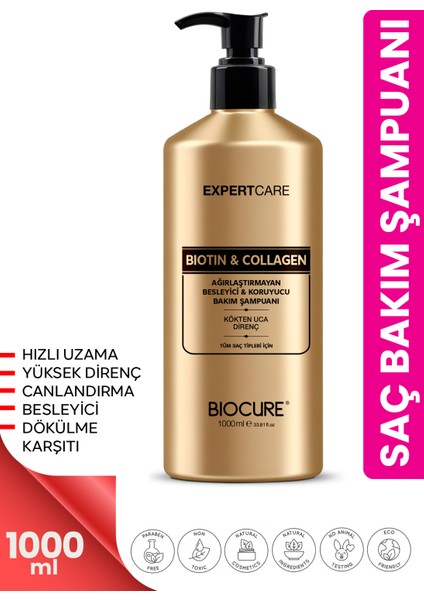 Biotin & Collagen Saç Bakım Şampuanı - Ağirlaştirmayan Besleyici & Koruyucu Bakim Şampuanı 1 Litre