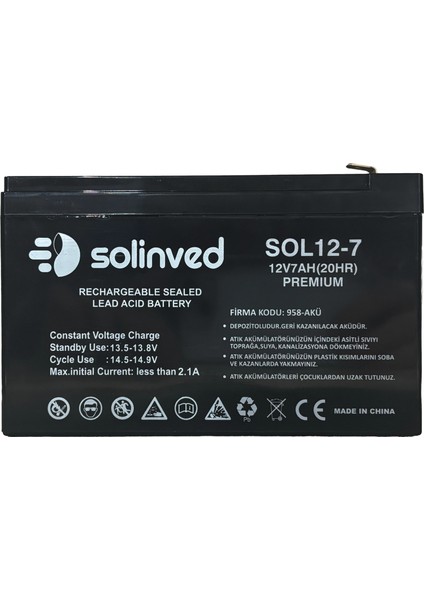 12V 7 Ah Ups ve Alarm Aküsü (Premium)