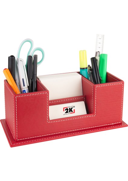 Masaüstü Deri Organizer Kalemlik 4 Gözlü Desktop Organizer Rainbow Vegan 10X12X25 Cm.