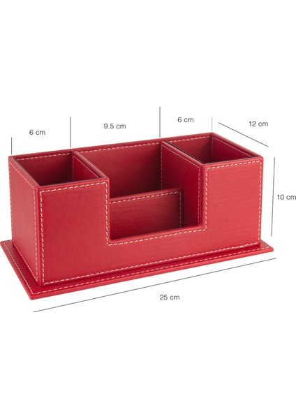 Masaüstü Deri Organizer Kalemlik 4 Gözlü Desktop Organizer Rainbow Vegan 10X12X25 Cm. modelleri