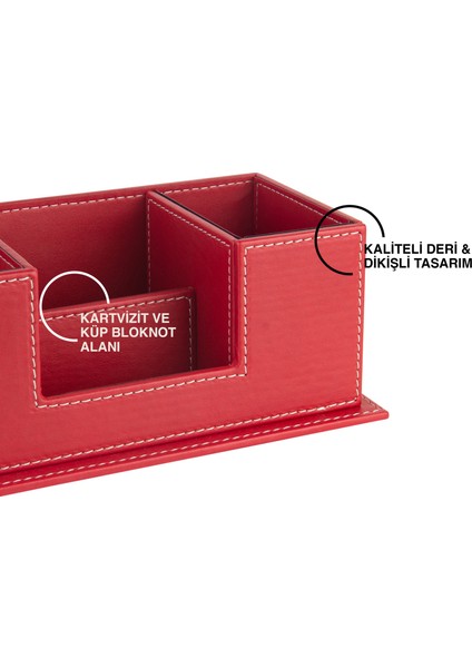 Masaüstü Deri Organizer Kalemlik 4 Gözlü Desktop Organizer Rainbow Vegan 10X12X25 Cm. fırsatları