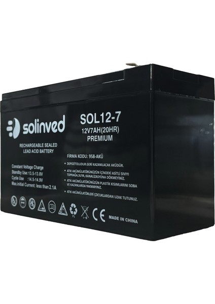 12V 7 Ah Ups ve Alarm Aküsü (Premium)