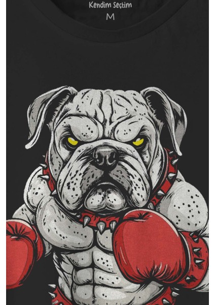 Boks Eldivenli Bulldog Boxing Gym Spor Baskılı Siyah Regular Fit Tişört