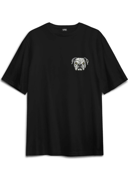 Boks Eldivenli Bulldog Boxing Köpek Fight Spor Gym Baskılı Oversize T-Shirt Siyah Unisex Tişört fiyatları