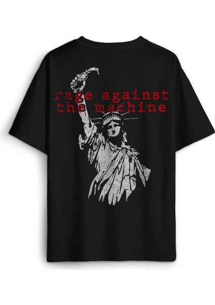 Siyah Oversize Tişört Rage Against The Machine Ratm Music Rock Metal Sırt Ön Baskılı Unisex T-Shirt fiyatları