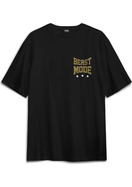 Beast Mode Gym Fitness Spor Animal Baskılı Oversize T-Shirt Siyah Unisex Tişört fiyatları