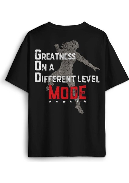 Siyah Oversize Tişört God Mode Roman Reigns Amerikan Güreşi Spor Boks Sırt Ön Baskılı Unisex T-Shirt