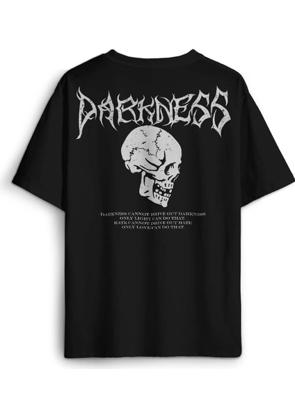 Siyah Tişört Darkness Skull Luther Gothic Kuru Kafa Gotik Baskılı Oversize T-Shirt Unisex fiyatları