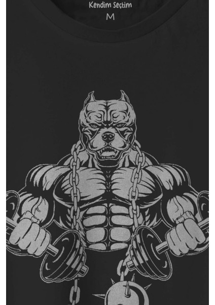 Siyah Unisex Tişört Gym Pitbull Body Bulding Train Hard Regular Fit T-Shirt fiyatları