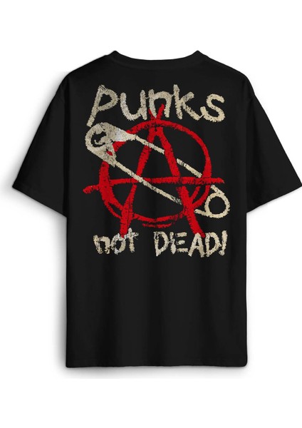 Punk Is Not Dead Rock Sokak Street Culture Baskılı Oversize T-Shirt Siyah Unisex Tişört fiyatları