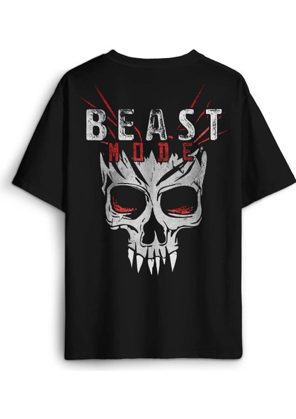 Beast Mode Gym Spor Workout Baskılı Oversize T-Shirt Siyah Unisex Tişört fiyatları