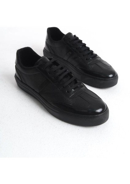 Erkek Deri Sneaker Bağcıklı Günlük Yanı Şerit Detaylı Spor Ayakkabı fırsatları