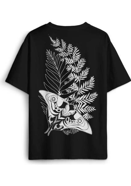 Siyah Oversize Tişört Firefly Ateşböceği Last Of Us Kelebek Sırt Ön Baskılı Unisex T-Shirt