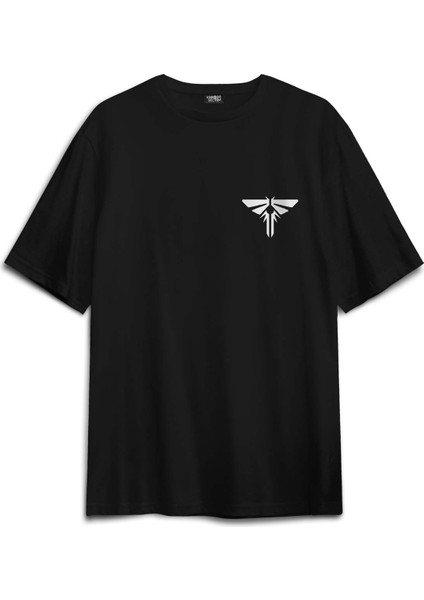 Siyah Oversize Tişört Firefly Ateşböceği Last Of Us Kelebek Sırt Ön Baskılı Unisex T-Shirt fiyatları
