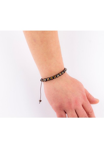 Şık ve Doğal: Kaplan Gözü & Hematit Erkek Bileklik – Enerji Dengeleyici, Ayarlanabilir Tasarım