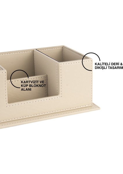 Masaüstü Deri Organizer Kalemlik 4 Gözlü Desktop Organizer Rainbow Vegan 10X12X25 Cm. fırsatları