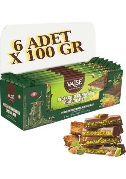 6 Adet x 100 gr Antep Fıstıklı ve Çıtır Kadayıflı Dubai Çikolatası
