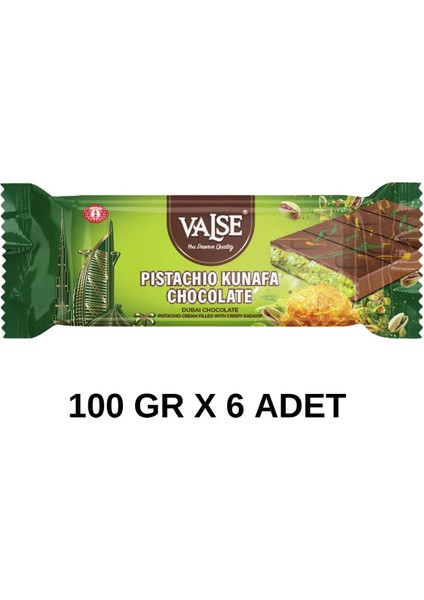 6 Adet x 100 gr Antep Fıstıklı ve Çıtır Kadayıflı Dubai Çikolatası