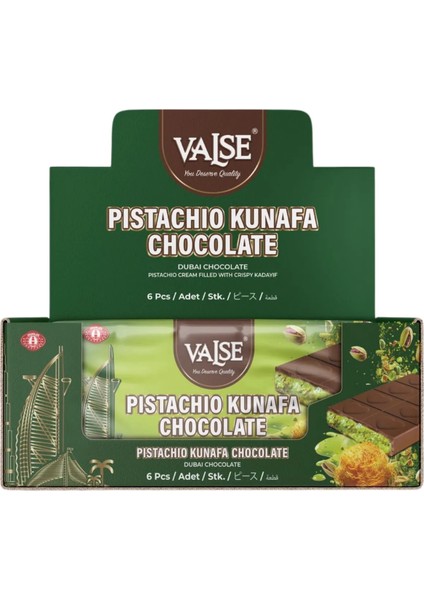 6 Adet x 100 gr Antep Fıstıklı ve Çıtır Kadayıflı Dubai Çikolatası