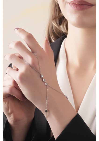 925 Ayar Gümüş, Rodyum Kaplamalı Kalp Tasarım Şahmeran