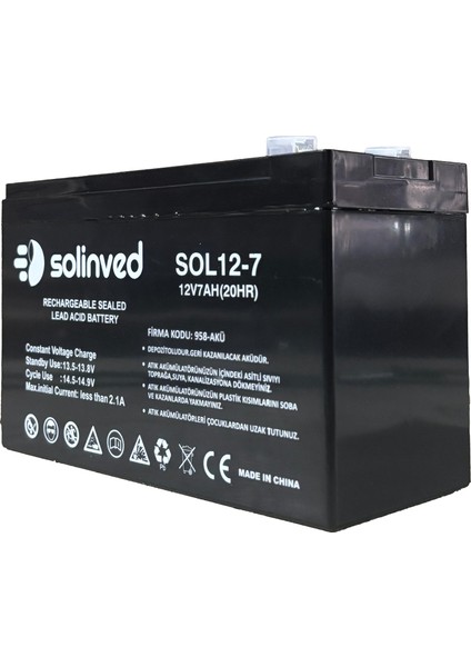 12V 7AH Ups ve Alarm Aküsü