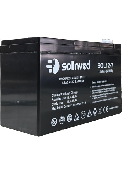 12V 7AH Ups ve Alarm Aküsü