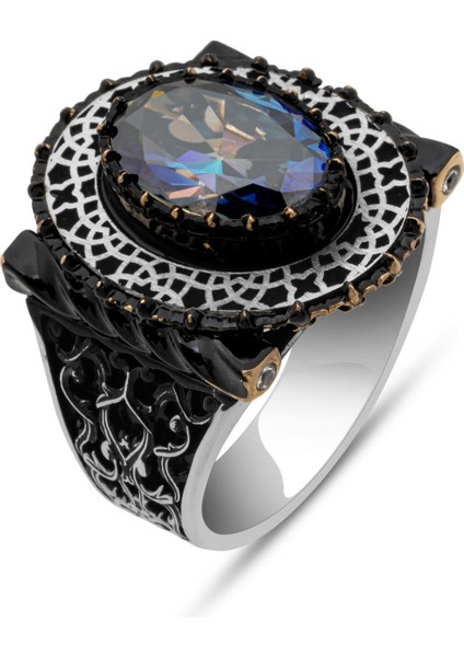 Mistik Topaz Taşlı 925 Gümüş Erkek Yüzük fiyatları