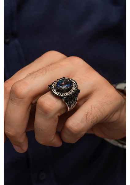 Mistik Topaz Taşlı 925 Gümüş Erkek Yüzük modelleri