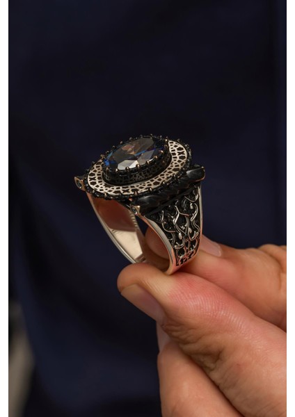 Mistik Topaz Taşlı 925 Gümüş Erkek Yüzük fırsatları