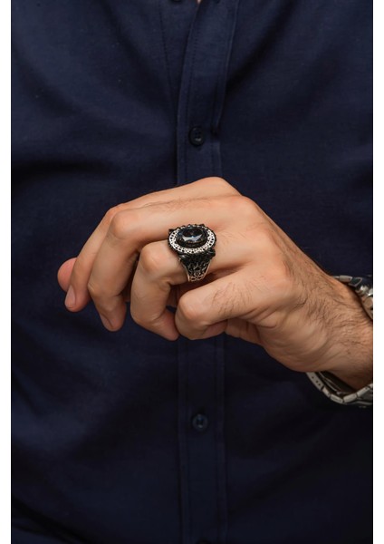 Mistik Topaz Taşlı 925 Gümüş Erkek Yüzük indirimleri