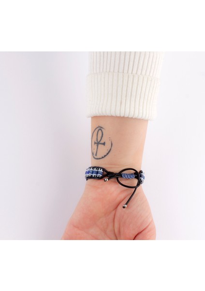 Doğal Taş Şıklığı: Lapis Lazuli, Hematit ve Seramik Boncuk Bileklik – , El Yapımı, Ayarlanabilir fiyatları