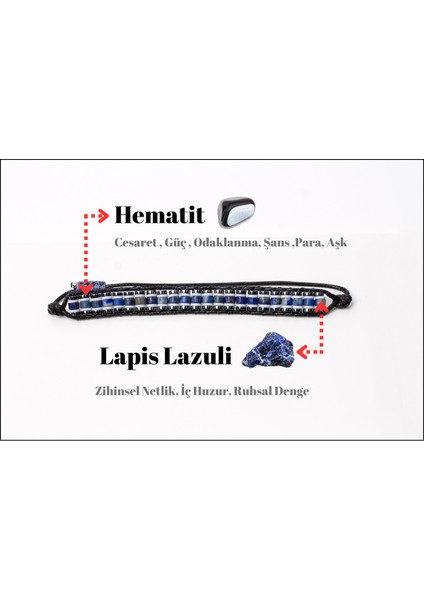 Doğal Taş Şıklığı: Lapis Lazuli, Hematit ve Seramik Boncuk Bileklik – , El Yapımı, Ayarlanabilir indirimleri