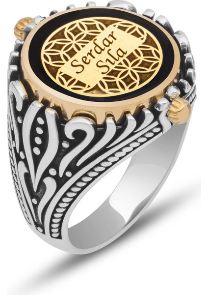 Çift Taraflı Isimli Mineli 925 Gümüş Erkek Yüzük fırsatları