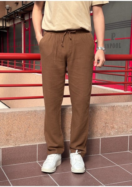 Bel lastikli, bağcıklı, Oversize fit, %100 Pamuklu Müslin dokuma, Yazlık&baharlık Pantolon 295
