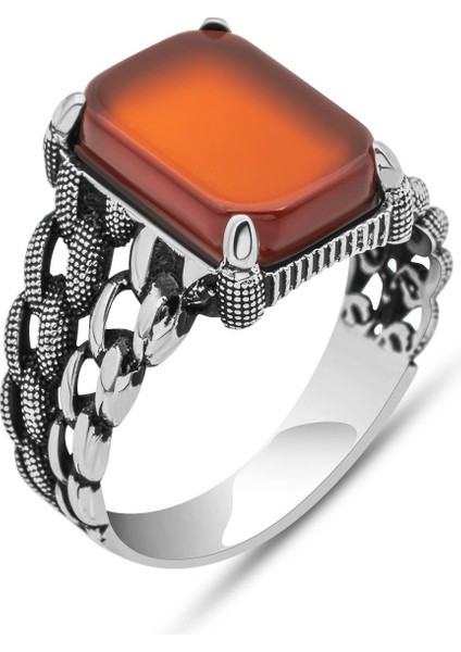 Akik Taşlı Gurmet Model 925 Gümüş Erkek Yüzük fiyatları