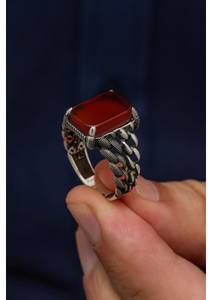 Akik Taşlı Gurmet Model 925 Gümüş Erkek Yüzük modelleri