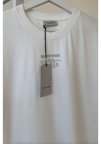 Yazı Baskılı Nakış Detay Tshirt- Ekru