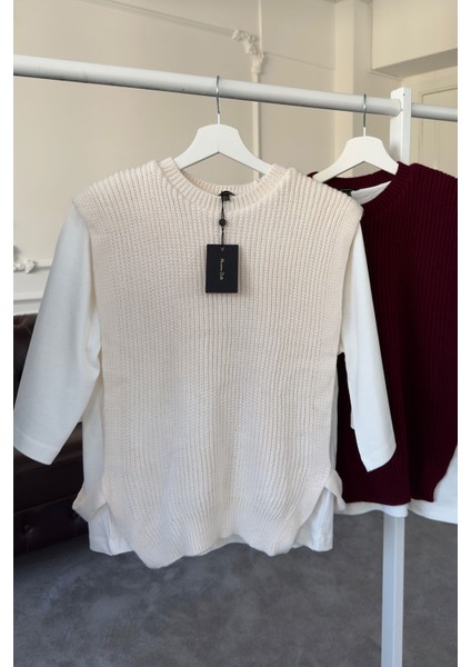 Triko Detay Tshirt- Taş