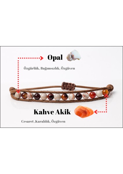 Opal & Kahve Akik Bileklik – Bakır Tel Örgülü, Ayarlanabilir Kadın Bileklik indirimleri