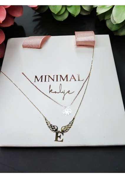 Altın Harfli Kanat Kolye "angel-H"