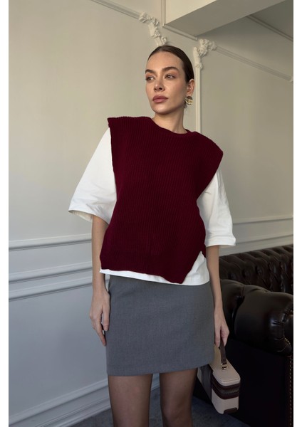 Triko Detay Tshirt- Bordo indirimleri