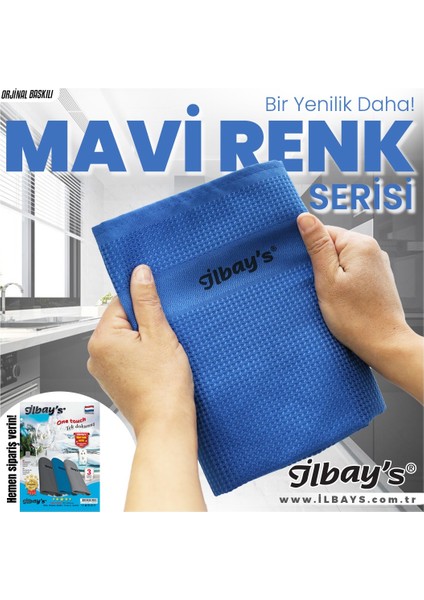 3’lü (Mavi Renk Serisi) Mikrofiber Temizlik Bezi 40x60 cm