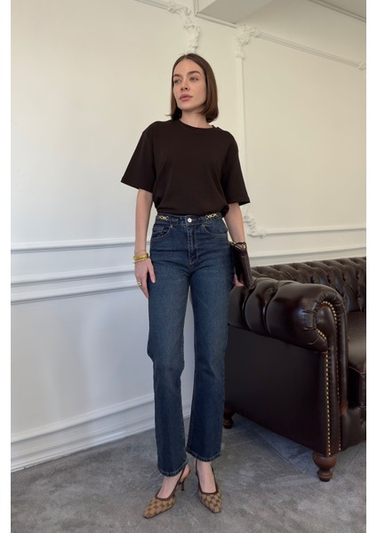 Zincir Detay Premium Jean Pantolon- Mavi fırsatları