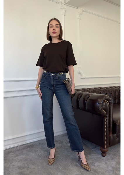 Zincir Detay Premium Jean Pantolon- Mavi indirimleri