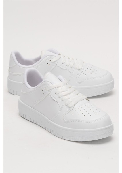 Bağcıklı Spor Sneaker Ayakkabı Beyaz - Beyaz