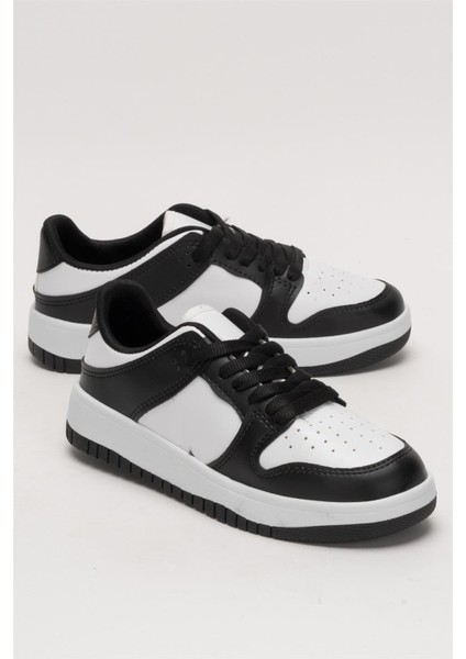 Unisex Bağcıklı Spor Sneaker Ayakkabı Beyaz - Siyah