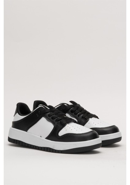 Unisex Bağcıklı Spor Sneaker Ayakkabı Beyaz - Siyah