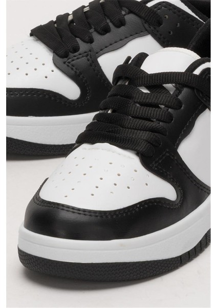 Unisex Bağcıklı Spor Sneaker Ayakkabı Beyaz - Siyah